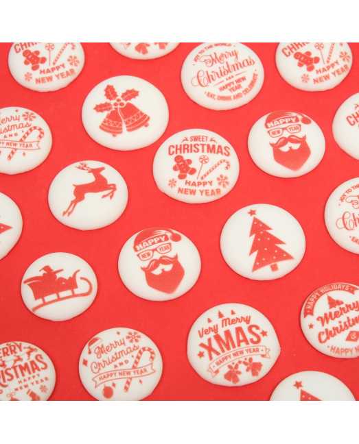 Сахарные медальоны Top decor «Мэри Кристмас», 27 мм 6шт - товары для кондитеров.