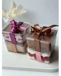 Контейнер квадратный для торта, креманка, 350 мл