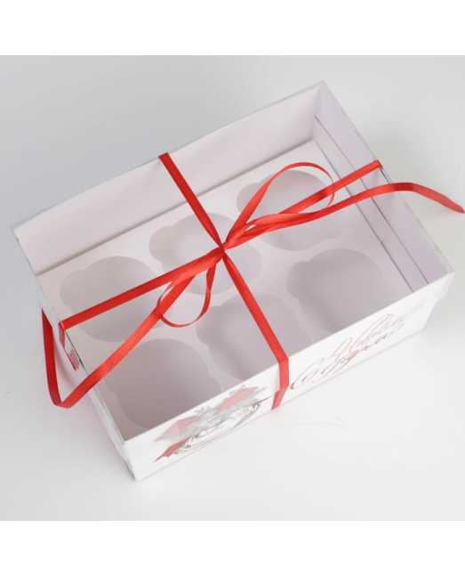 Коробка для 6 капкейков «Серебро», 23×16×10 см - товары для кондитеров.