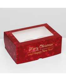 Коробка на 6 капкейков «Счастливый Новый год», с окном, 25х17х10 см Коробка на 6 капкейков «Счастливый Новый год», с окном, 25х17х10 см