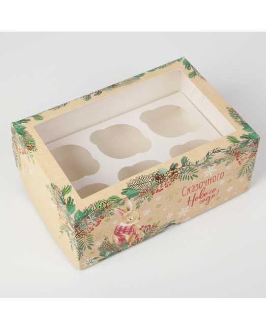 Коробка на 6 капкейков «Милый зайчик», 17 х 25 х 10 см - товары для кондитеров. Коробка на 6 капкейков «Милый зайчик», 17 х 25 х 10 см - товары для кондитеров.
