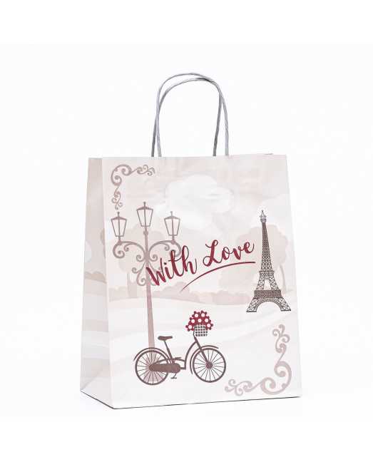 Пакет подарочный 22х12х27 см, «С любовью», крафт - товары для кондитеров. Пакет подарочный 22х12х27 см, «С любовью», крафт - товары для кондитеров.