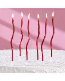 Свечи для торта витые «Серпантин» 12 шт, коктейльные, рубиновые