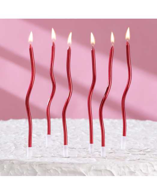 Свечи для торта витые «Серпантин» 6 шт, коктейльные, рубиновые - товары для кондитеров. Свечи для торта витые «Серпантин» 6 шт, коктейльные, рубиновые - товары для кондитеров.