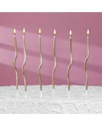 Свечи для торта витые «Серпантин», коктейльные, шампань, 12 шт