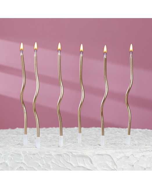 Свечи для торта витые «Серпантин», коктейльные, шампань, 6 шт - товары для кондитеров. Свечи для торта витые «Серпантин», коктейльные, шампань, 6 шт - товары для кондитеров.