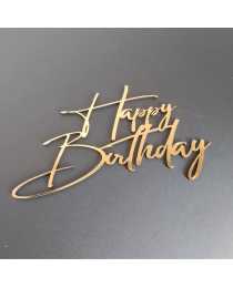 Топпер «Happy Birthday», золотой зеркальный