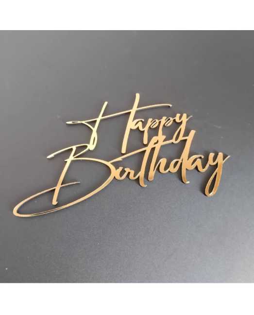 Топпер «Happy Birthday», золотой зеркальный