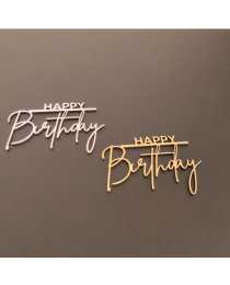 Топпер «Happy Birthday», зеркальный золото, серебро, 1 шт.