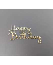 Топпер «Happy Birthday», зеркальный золотой