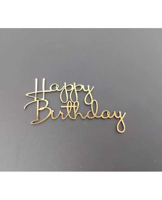 Топпер «Happy Birthday», зеркальный золотой