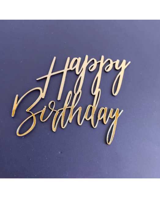 Топпер «Happy Birthday», золотой зеркальный